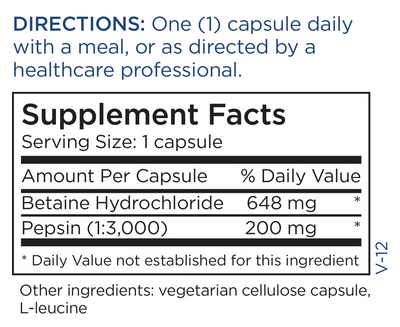 Betaine HCl w/ Pepsin 100 caps Curated Wellness