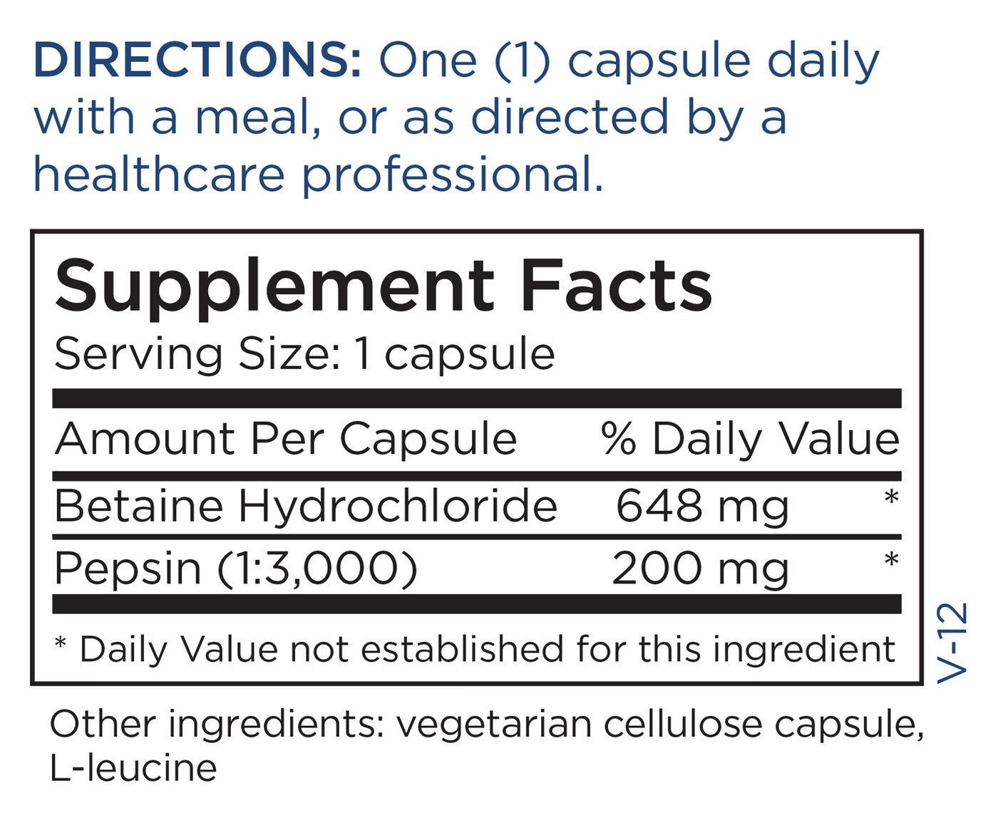 Betaine HCl w/ Pepsin 100 caps Curated Wellness