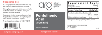 Pantothenic Acid 500 mg  Curated Wellness