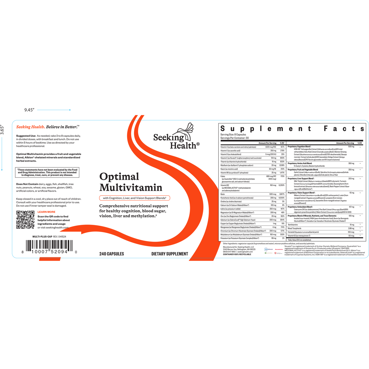 Optimal Multivitamin 240c Curated Wellness