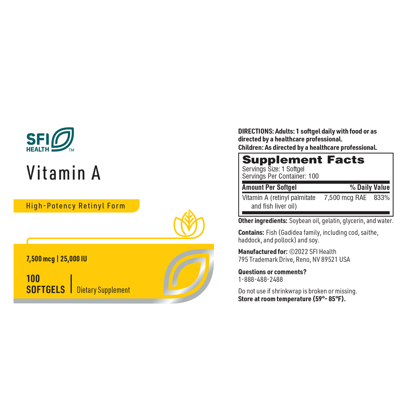 Vitamin A 7500 mcg 100 gels