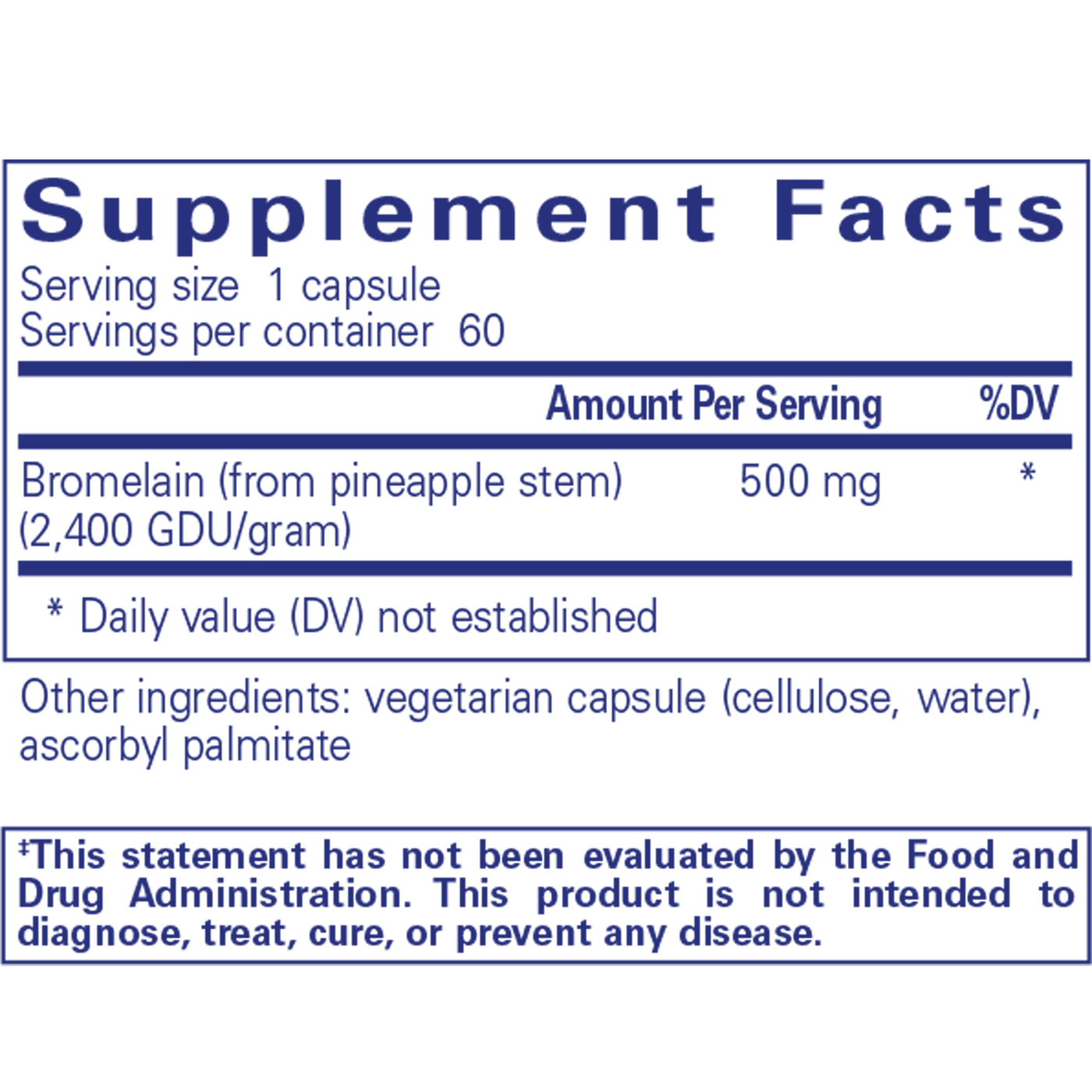 Bromelain 2400 500 mg 60 vcaps Curated Wellness