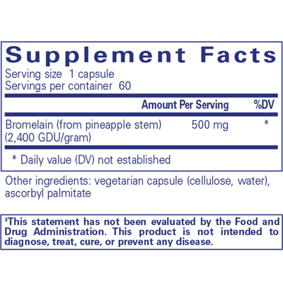 Bromelain 2400 500 mg 60 vcaps Curated Wellness
