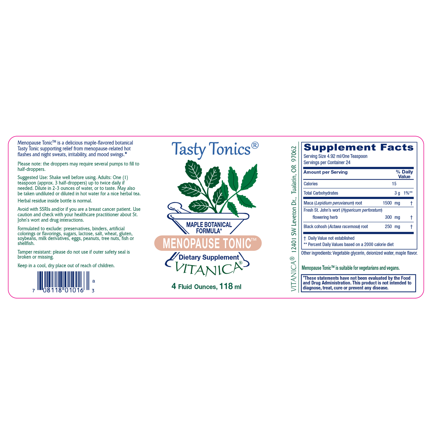 Menopause Tonic 4 fl oz Curated Wellness