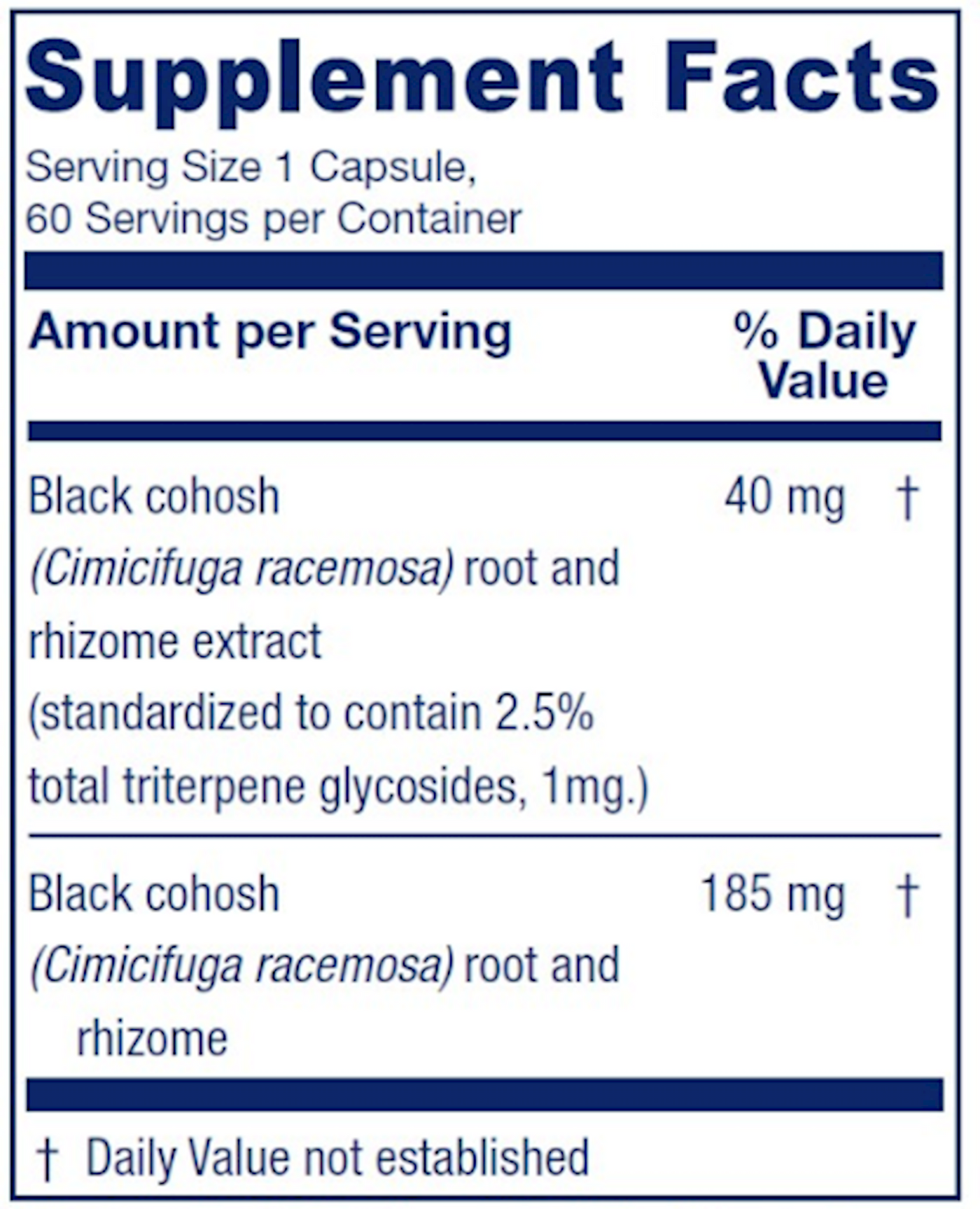 Black Cohosh 60 caps Curated Wellness