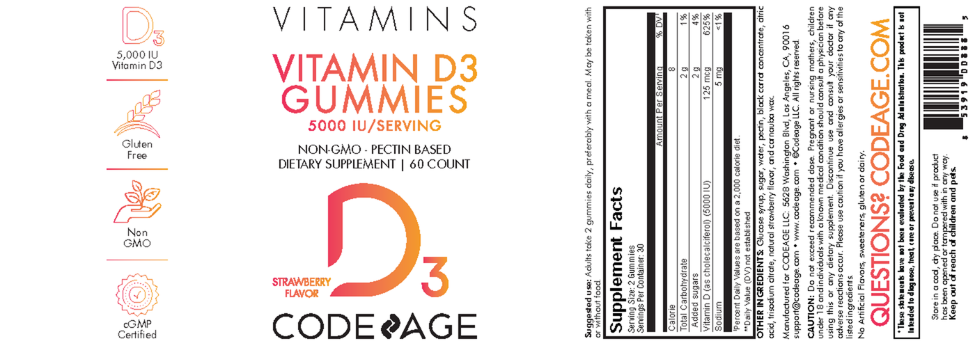Vitamin D3 5000IU Gummies 60 count Curated Wellness
