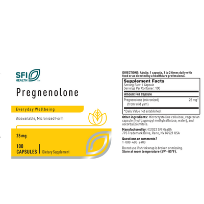 Pregnenolone 25 mg 100 caps Curated Wellness
