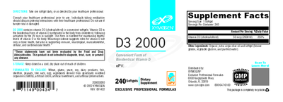 D3 2000 240 Softgels Curated Wellness