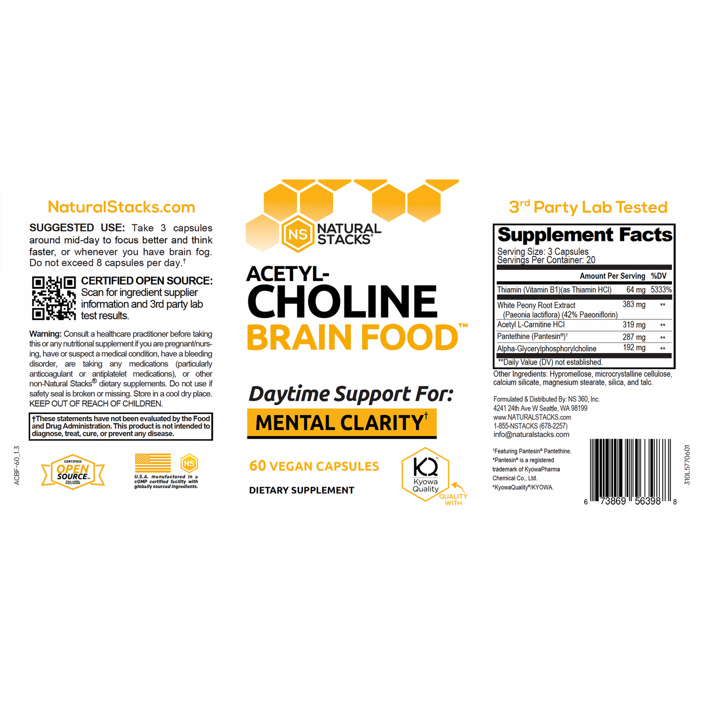 Acetylcholine Brain Food 60c Curated Wellness