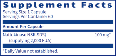 Nattokinase NSK-SD 60 caps Curated Wellness