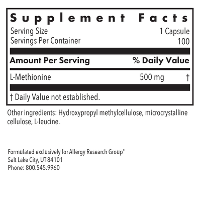 L-Methionine 500 mg  Curated Wellness