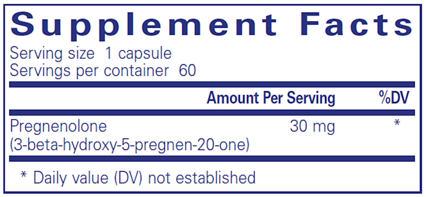 Pregnenolone 30 mg 60 vcaps Curated Wellness