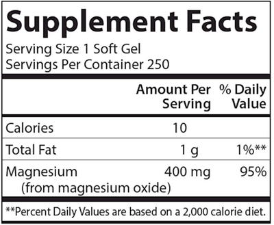 Liquid Magnesium 400 mg 250 gels Curated Wellness