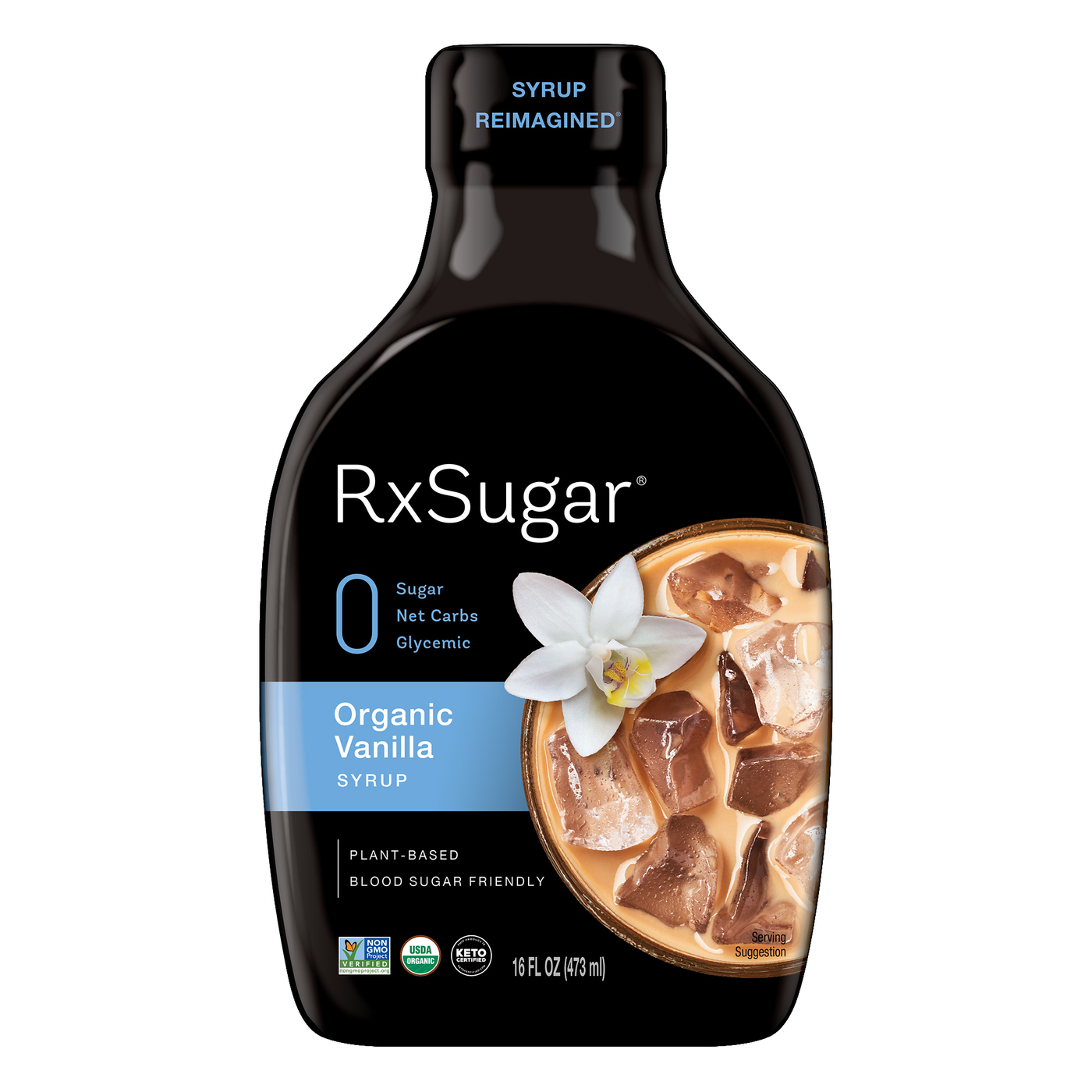 RxSugar Organic Vanilla Syrup 16 fl oz Curated Wellness