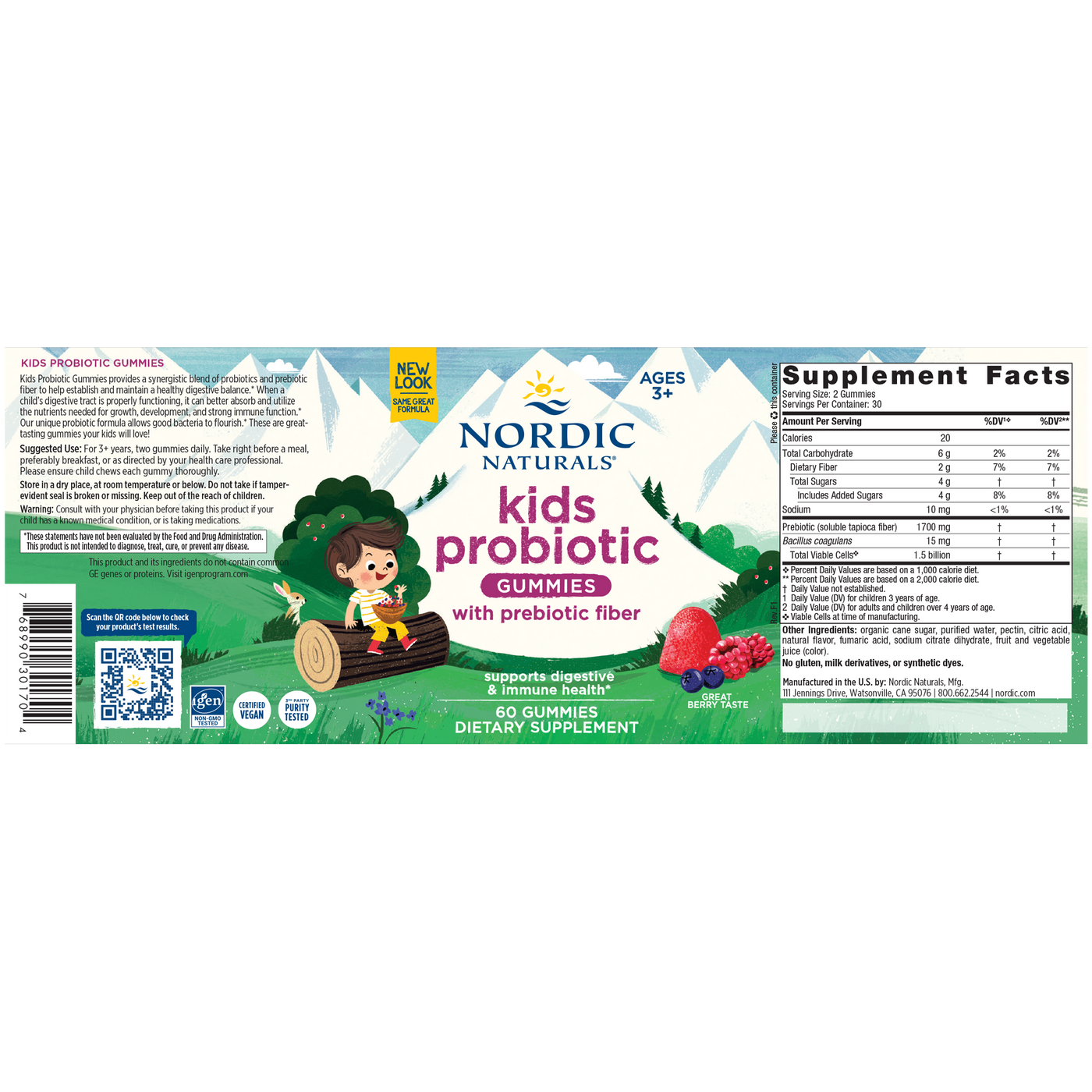 Kids Nordic Flora™ Probiotic 60gum Curated Wellness