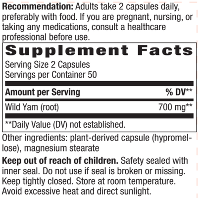 Wild Yam Root 425 mg  Curated Wellness