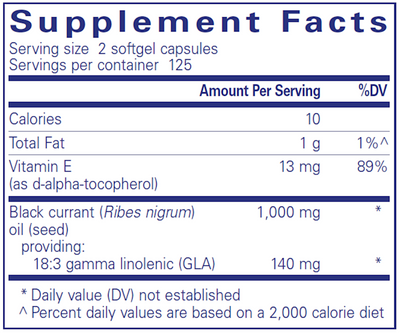 Black Currant Seed Oil 500 mg 250 gels Curated Wellness