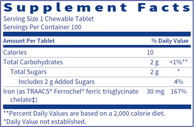 Chewable Iron Chelate 100 tabs