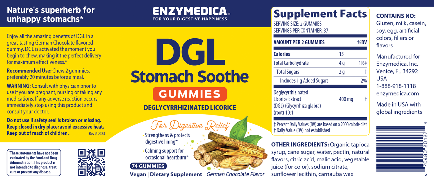 DGL Stomach Soothe 74 gummies Curated Wellness