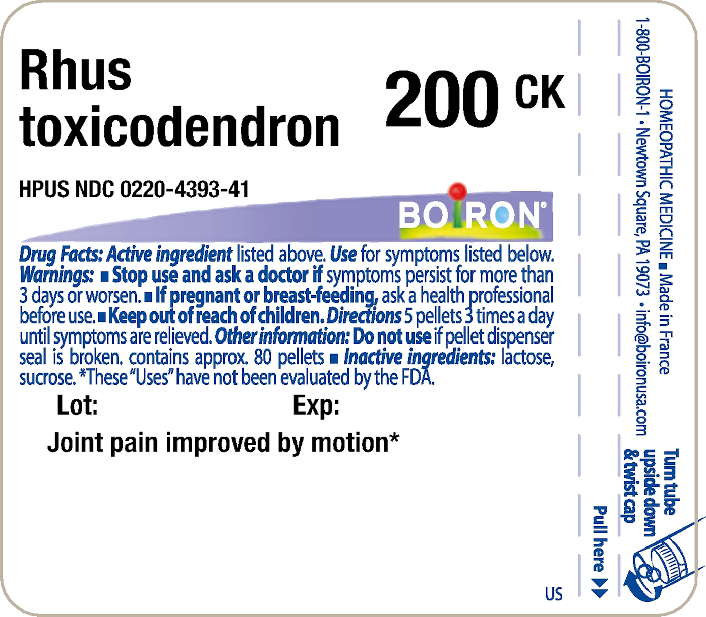 Rhus toxicodendron 200CK 80 plts Curated Wellness