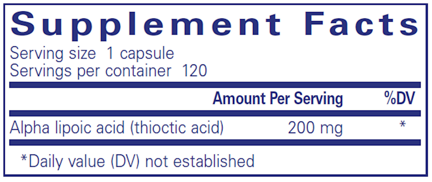 Alpha Lipoic Acid 200 mg 120 vcaps Curated Wellness