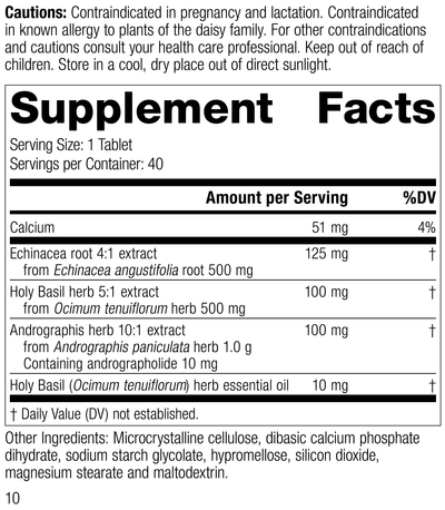 Andrographis Complex, 40 Tablets, Rev 09 Supplement Facts