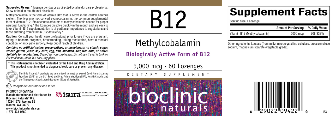 B12 Methylcobalamin 5000 mcg  Curated Wellness