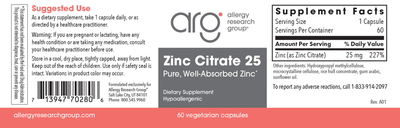 Zinc Citrate 25 mg  Curated Wellness