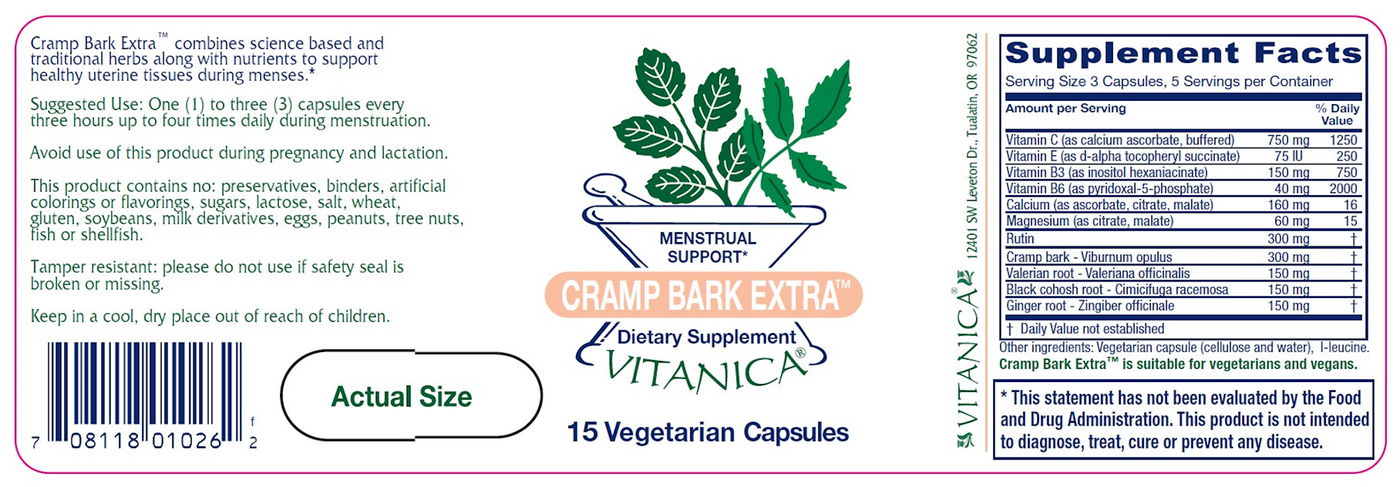 Cramp Bark Extra 15 caps Curated Wellness