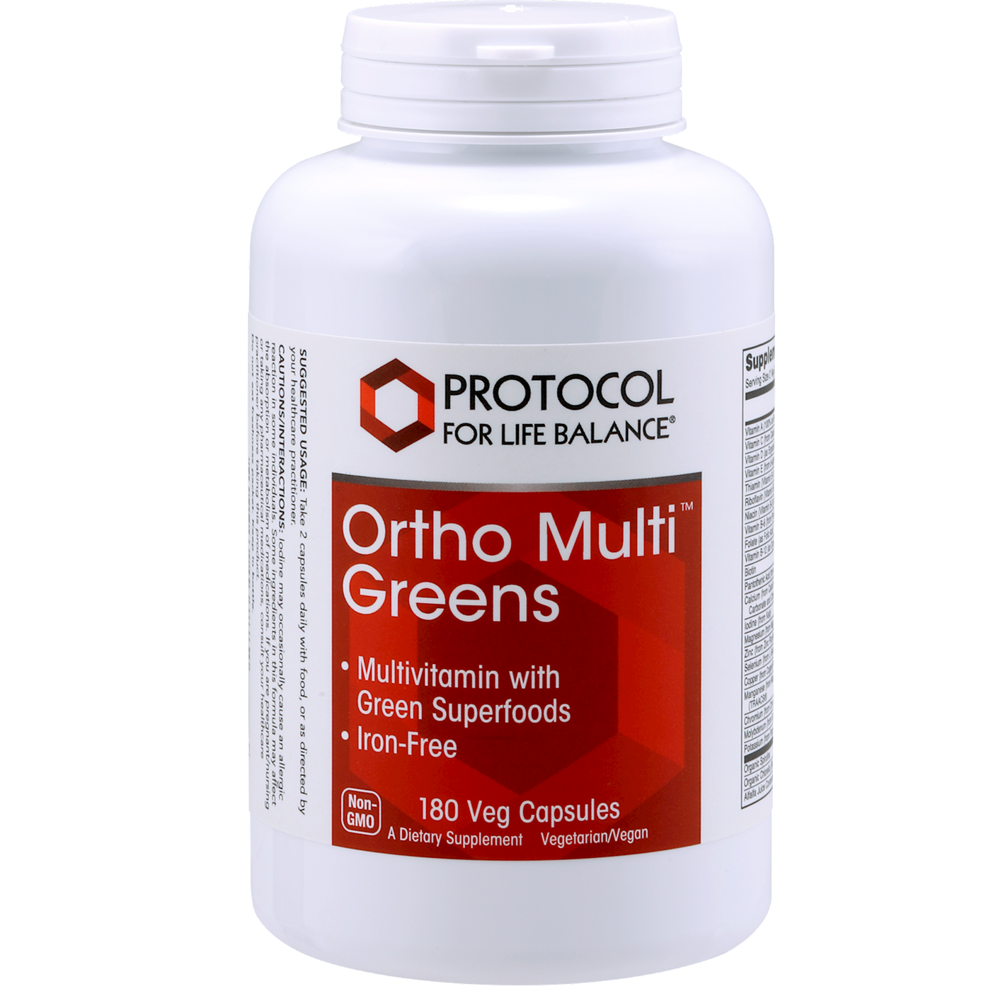 Ortho Multi Greens Iron-Free 180 vcaps Curated Wellness
