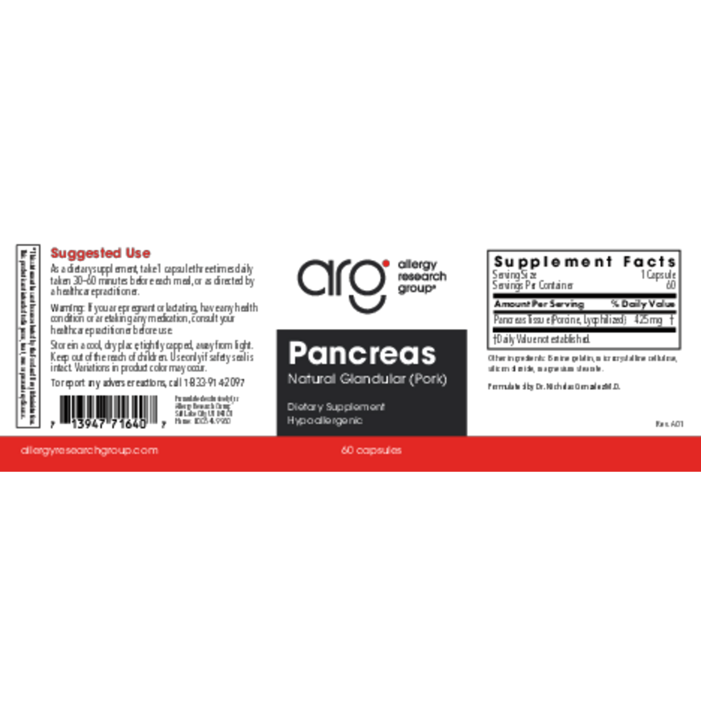 Pancreas Pork 425 mg 60 cap Curated Wellness