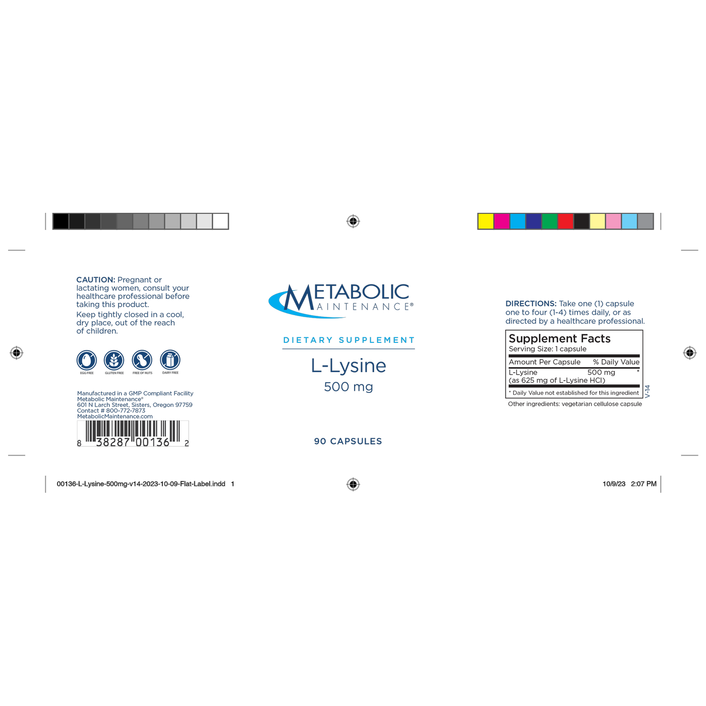 L-Lysine 500 mg 90 caps Curated Wellness