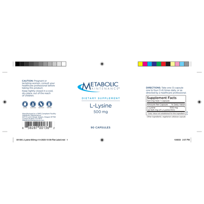 L-Lysine 500 mg 90 caps Curated Wellness