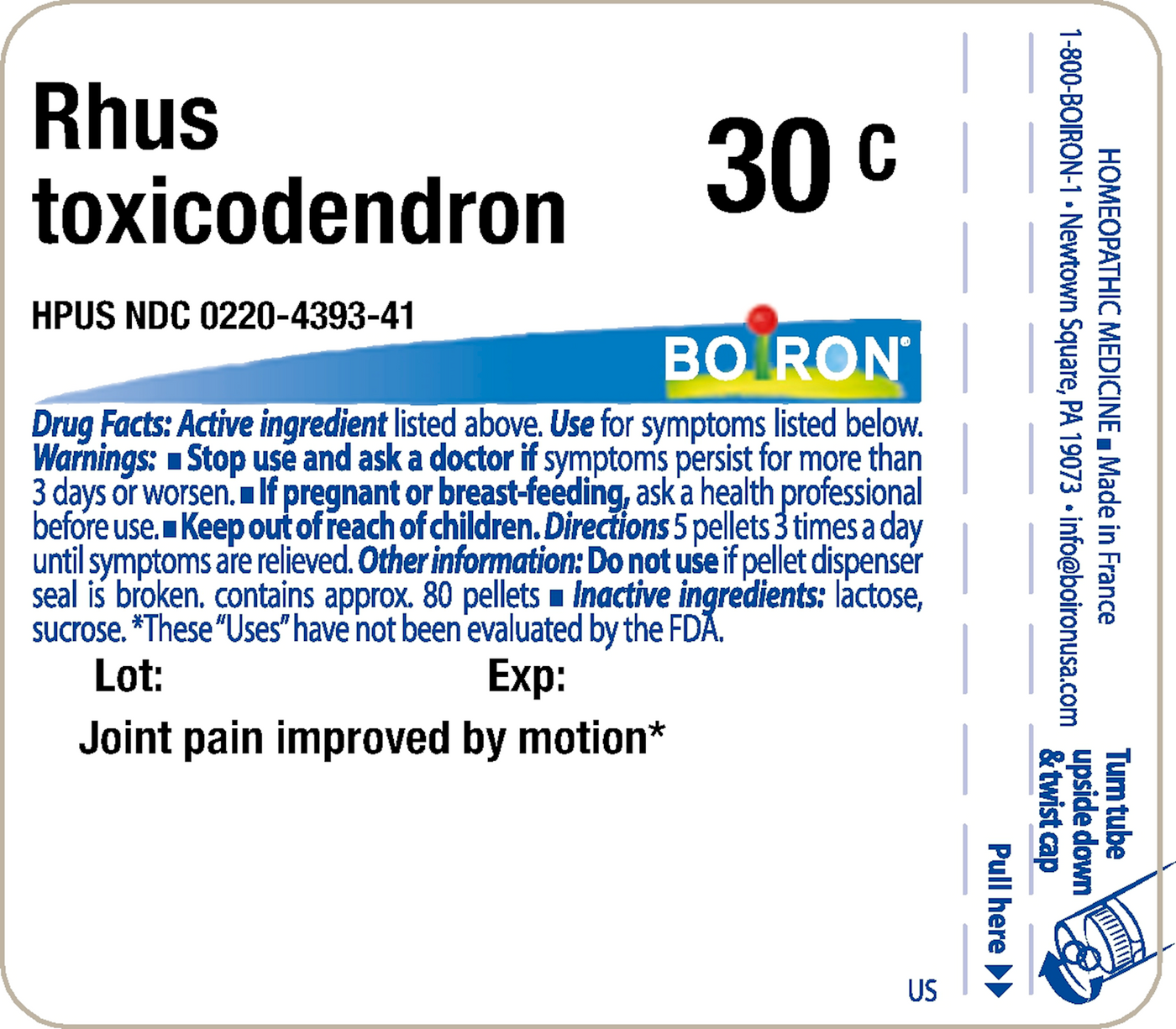 Rhus toxicodendron 30C 80 plts Curated Wellness