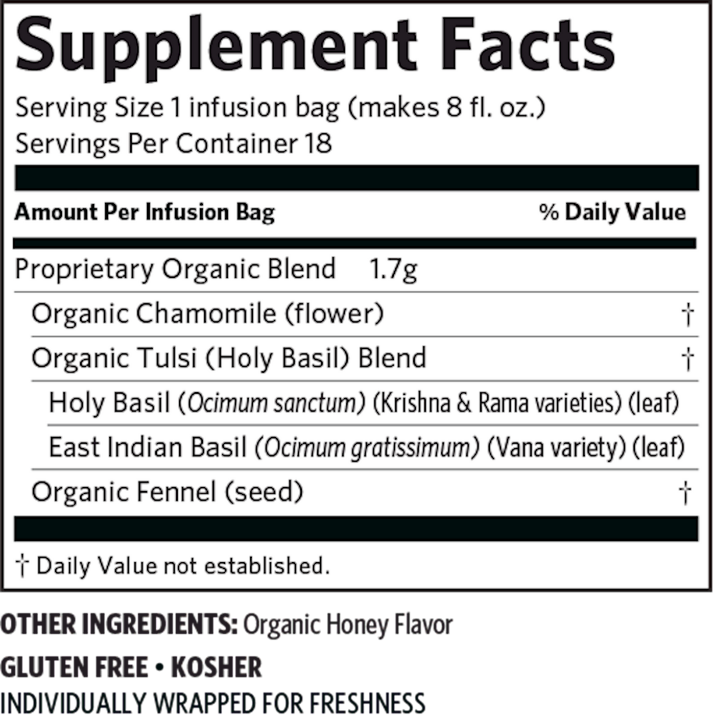 Tulsi Tea Honey Chamomile 18 bags Curated Wellness