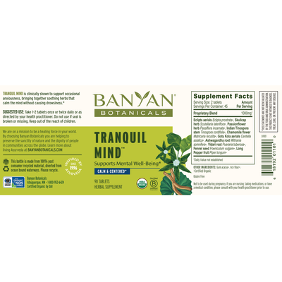 Tranquil Mind 500 mg 90 tabs Curated Wellness