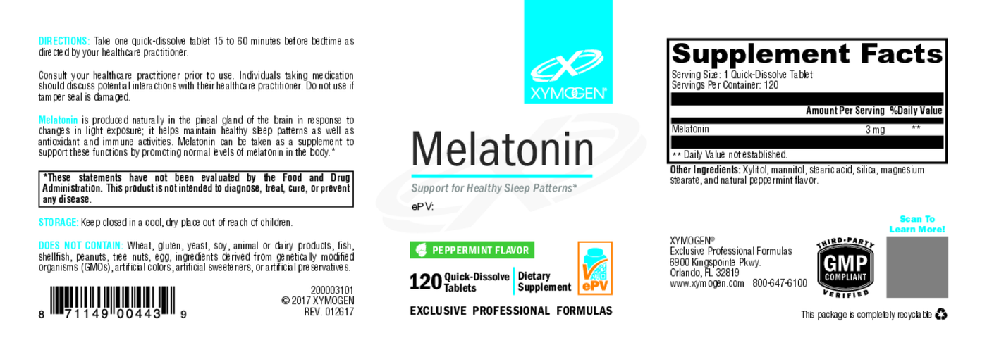 Melatonin Peppermint 120 Tablets Curated Wellness