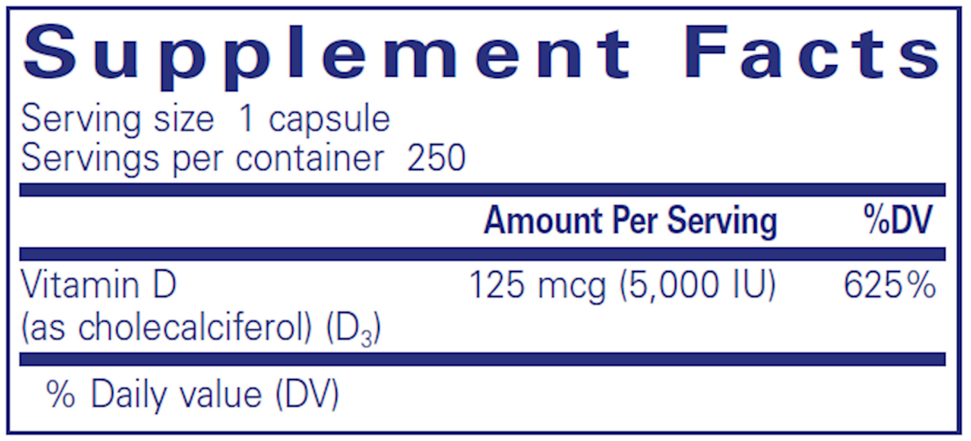 Vitamin D3 125 mcg 250 vcaps Curated Wellness