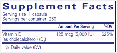 Vitamin D3 125 mcg 250 vcaps Curated Wellness