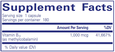 Methylcobalamin 1000 mcg 180 vcaps Curated Wellness