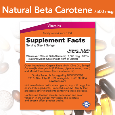 Natural Beta Carotene 25,000 IU 90 gels Curated Wellness