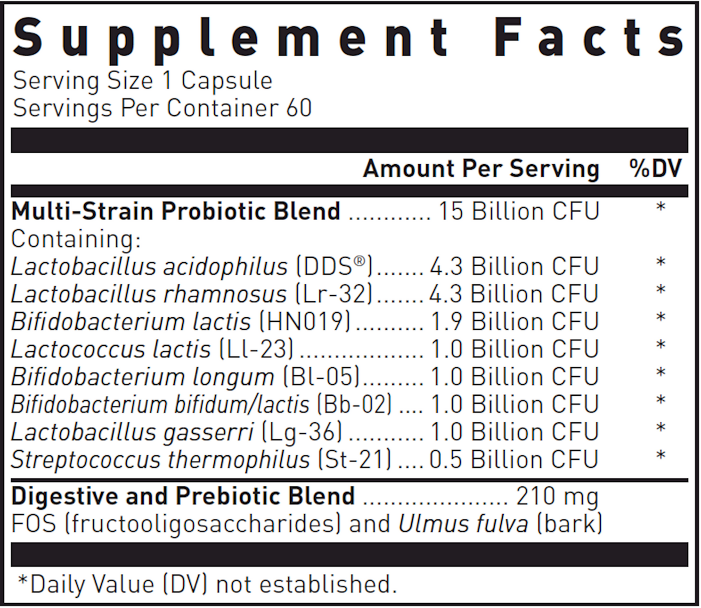 Multi-Probiotic 15 Billion  Curated Wellness