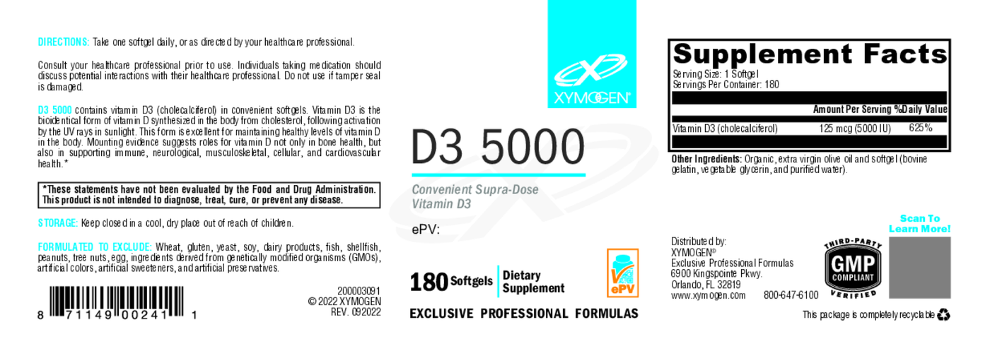 D3 5000 180 Softgels Curated Wellness