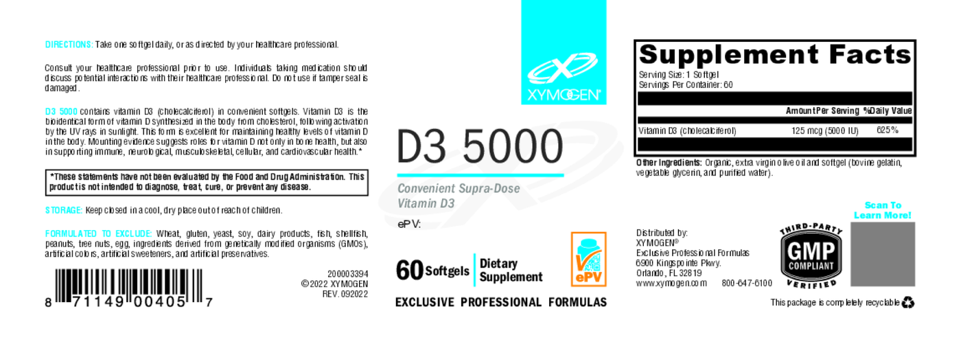 D3 5000 60 Softgels Curated Wellness