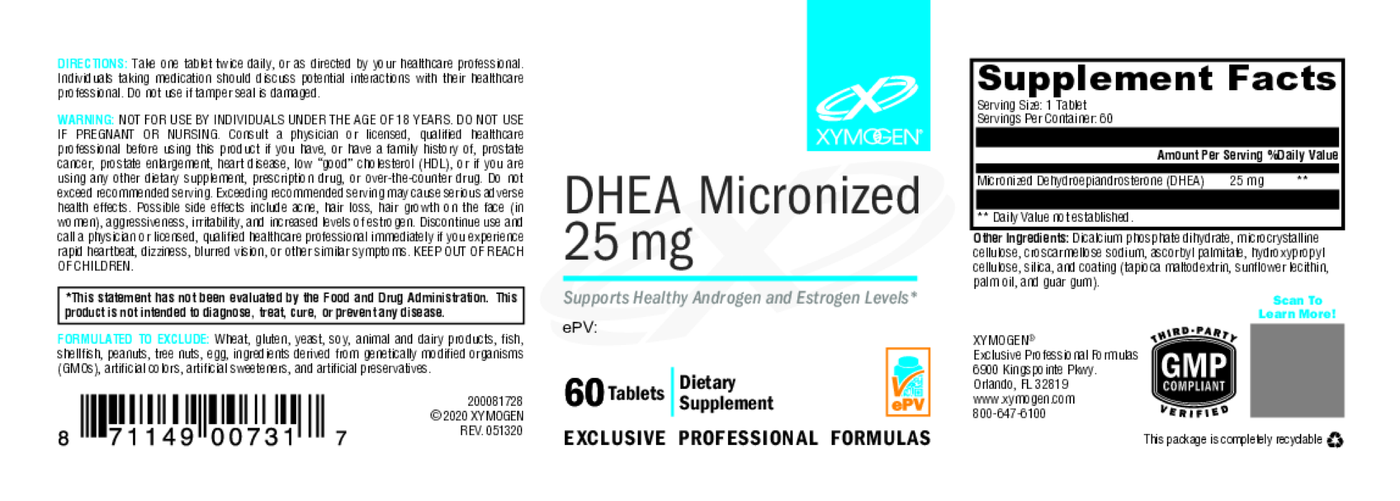 DHEA Micronized 25mg 60 Tablets Curated Wellness