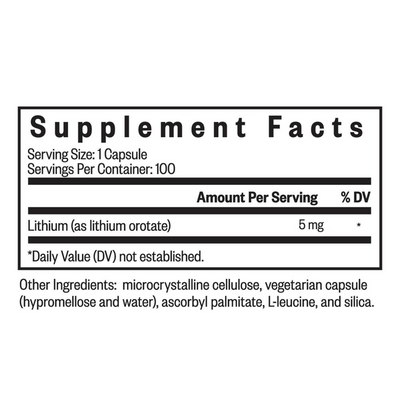 Lithium Orotate 5 mg  Curated Wellness