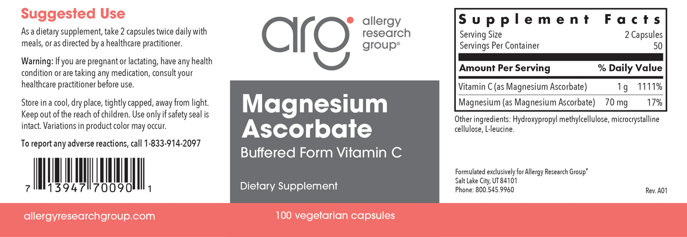 Magnesium Ascorbate 100 vecaps Curated Wellness