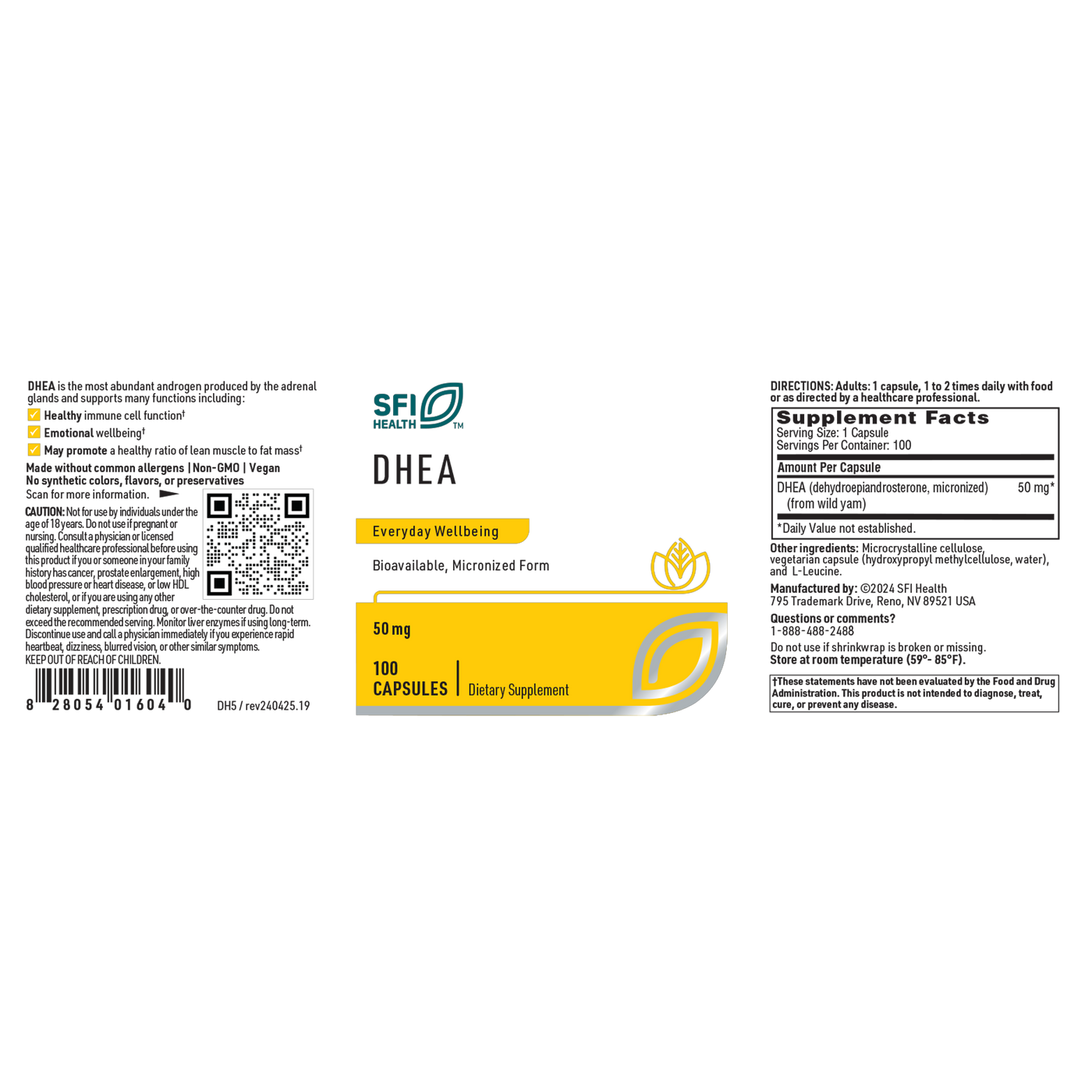 DHEA 50 mg 100 caps Curated Wellness