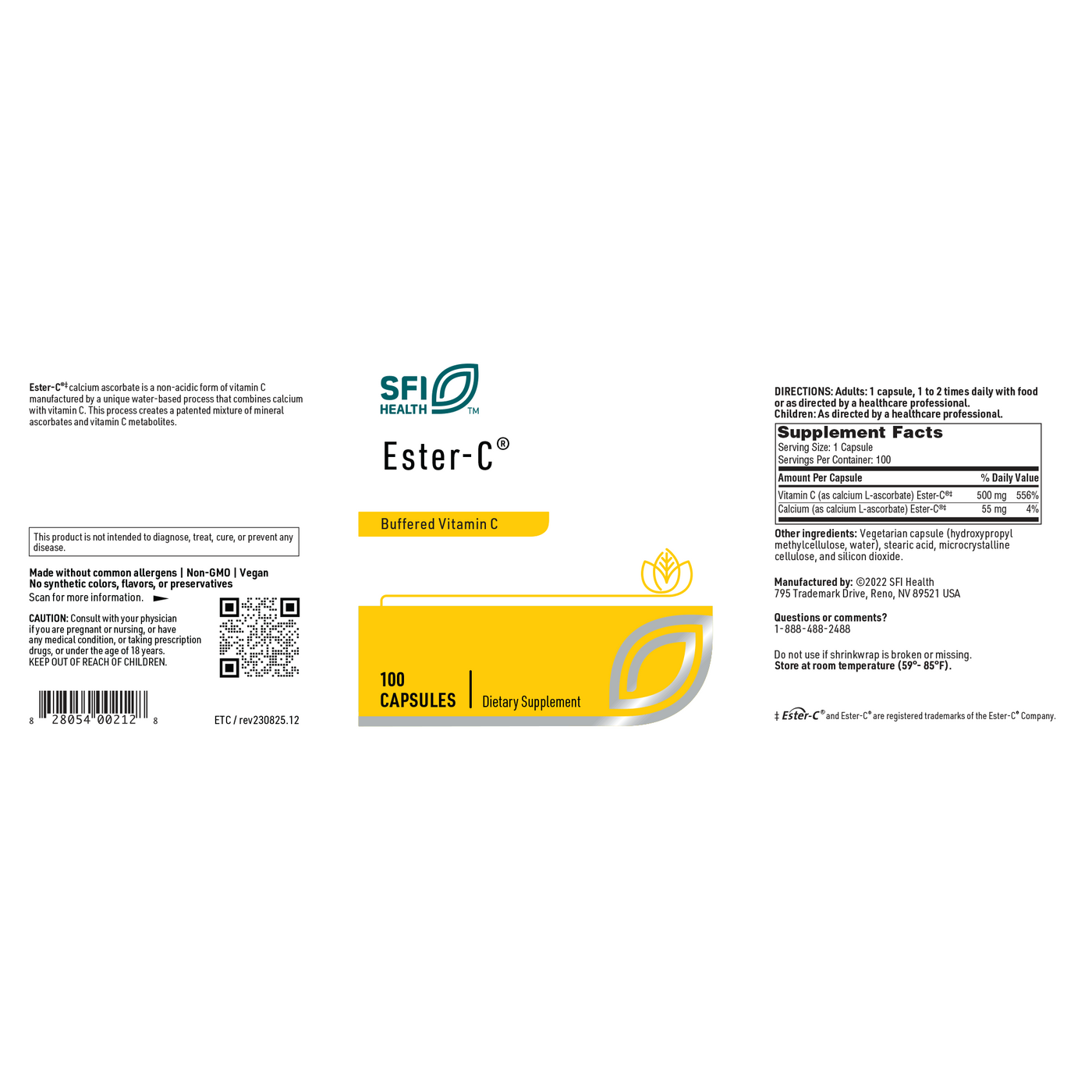 Ester-C 500 mg 100 caps Curated Wellness