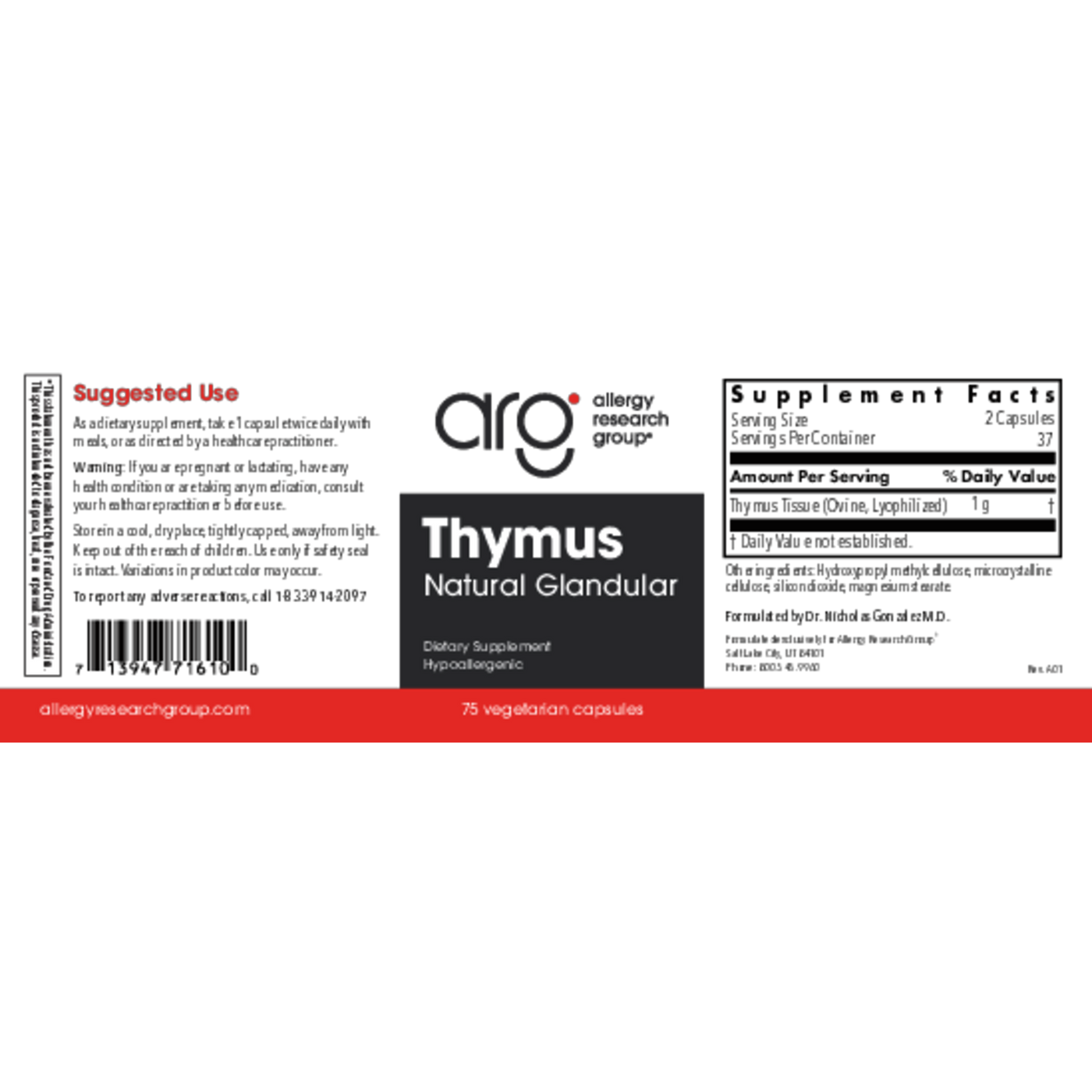 Thymus 75 vcaps Curated Wellness